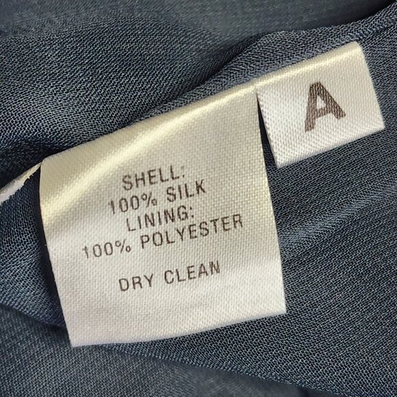 Ann Taylor Loft Skirt Womens Size 6 Solid All Blue Lined Side ZIp 100% Silk - Picture 4 of 5